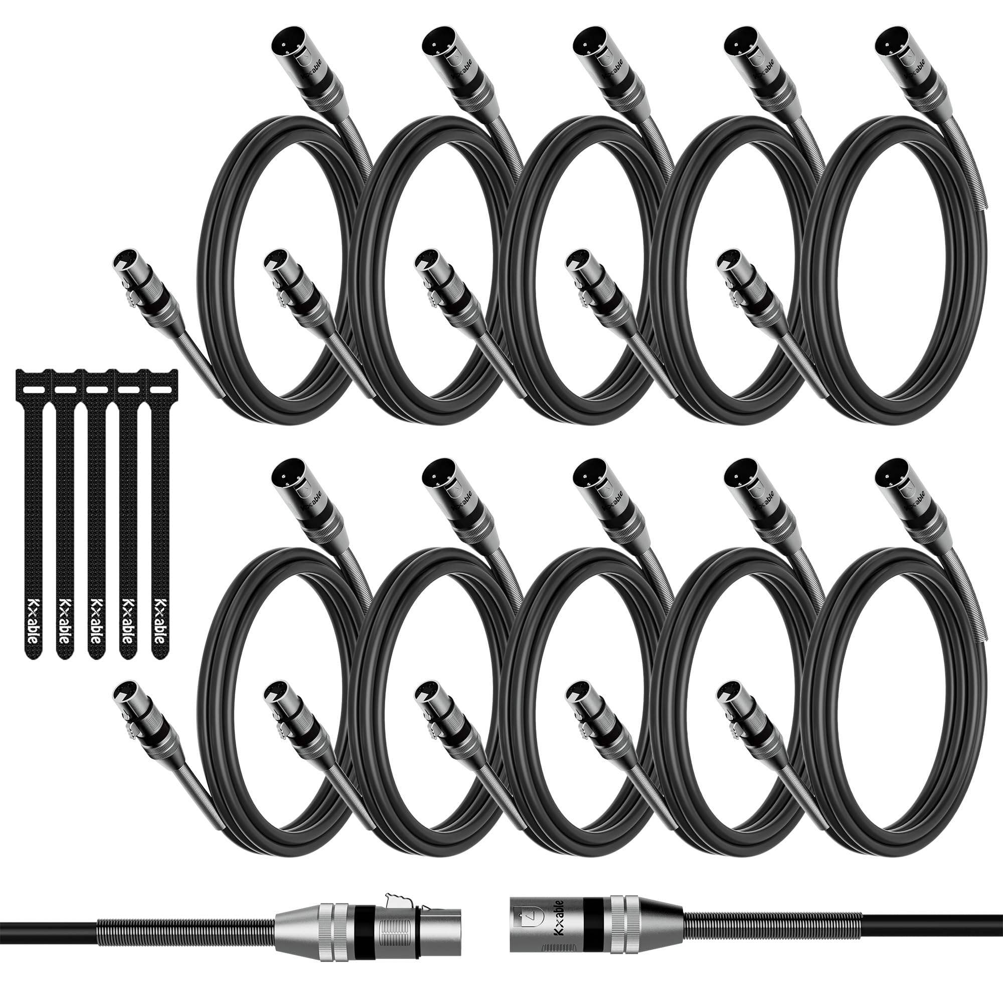 Photo 1 of 10-Pack DMX to DMX Stage Lighting Cable 10FT, 110 Ohms Impedance DMX Male to Female (XLR Compatible) Cable, 3 Pin Shielded Signal Wire, for XLR DJ Moving Head Par Light Mic Mixer Recording Studio