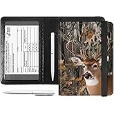 PU Leather RFID Blocking Passport Holder Combo, Women's Travel Passport Wallet Case with Elastic Band, Pen, Forest Deer Pattern
