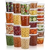 Perfect Settings Plastic Deli Containers with Lids [44 Sets] Variety Pk 8oz, 16oz & 32oz | Leakproof, Freezer Safe Soup & Food Storage | Microwavable Food Containers with Lids