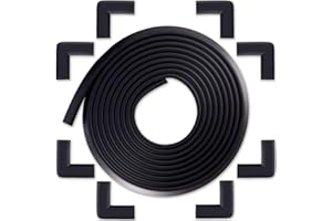 Bébé Earth Baby Proofing Edge and Corner Guard Protector Set for Back to School, 20 Feet Edges & 8 Foam Corners, Furniture and Tables Child Baby Proof Bumpers, Pre-Taped Corner Cushions - Onyx Black