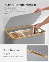 SONGMICS 130L 2-Section Laundry Hamper with Lid Dove Grey LCB513G01 view 4