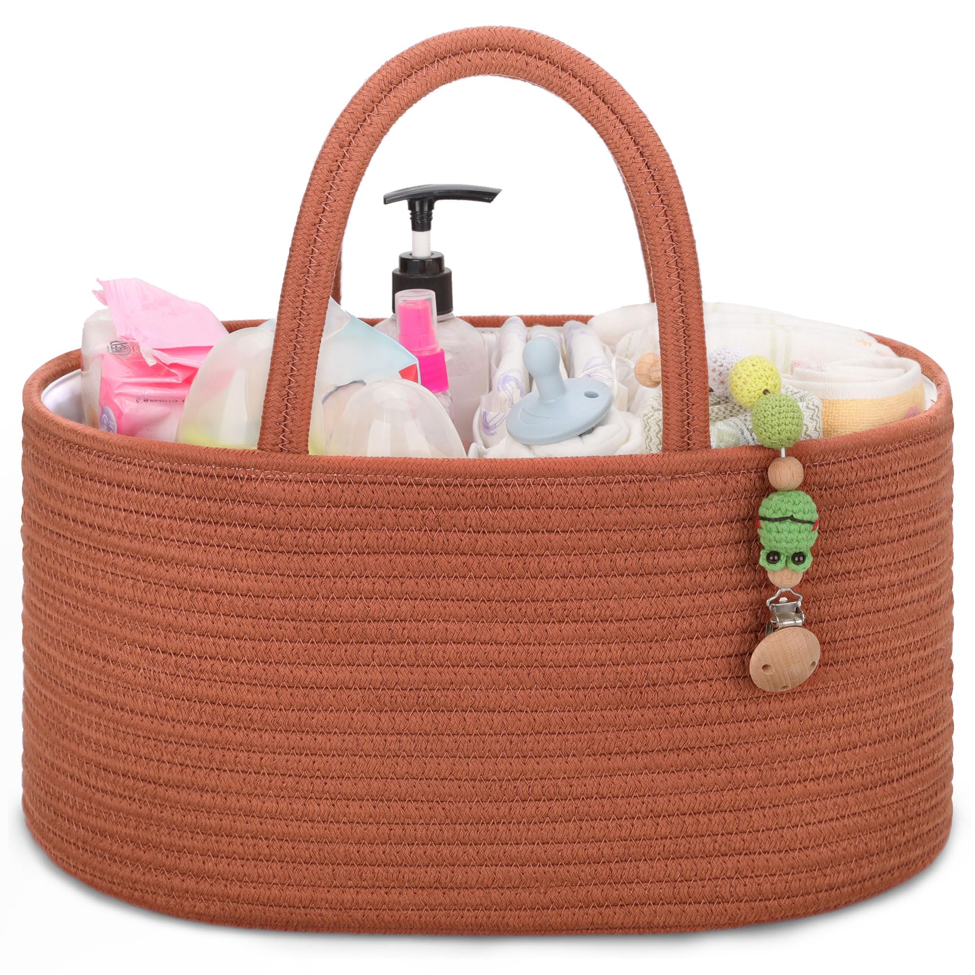 COMSE Baby Nappy Caddy Organizer, Nappy Basket, Car Diaper Change Organizer, Portable Tote Bag with Divider, Baby Shower Gifts Newborn Essentials Registry Must Have
