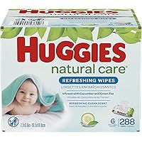 Baby Wipes, Huggies Natural Care Refreshing Baby Diaper Wipes, Hypoallergenic, Scented, 6 Flip- Top Packs (288 Wipes…