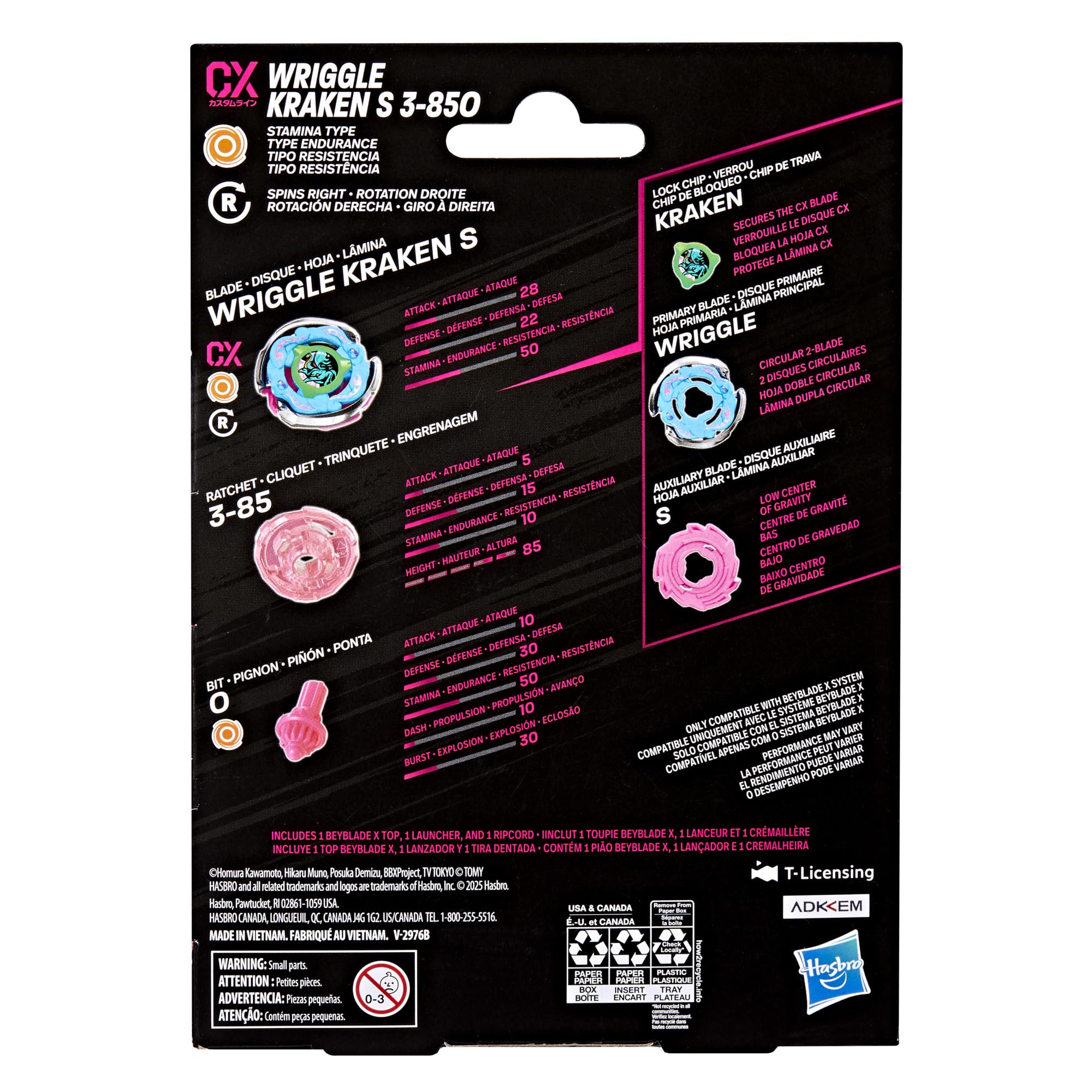 Beyblade X Wriggle Kraken S 3-85O CX Starter Pack Set, Takara Tomy Stamina Type Top and Launcher, Battling Tops Game Toys, Ages 8+