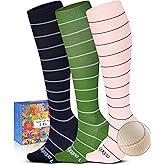 Lalapapa Cute Compression Socks for Women - 3 Pairs 20-30 mmHg Graduated Support Lightweight for Daily Wear Travel Nurse