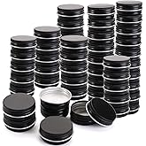 Foraineam 100 Pack 0.5 oz Mini Aluminum Round Lip Balm Tin Containers with Screw Lid - 15ml Metal Storage Travel Tins Matte B