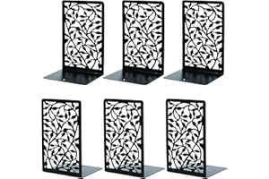 CNK Book Ends Bookends for Decorative Books Holder Bookend Shelves End Hold Heavy Duty Holders Stoppers Metal Stopper Cute Boho Bookshelf Holds Cookbook Office Home Set of 6 Bookends Pair Black