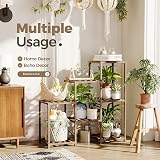 Bamworld Plant Stand 3-Tier Ladder Shelf Indoor Outdoor Wood Plant Rack view 2