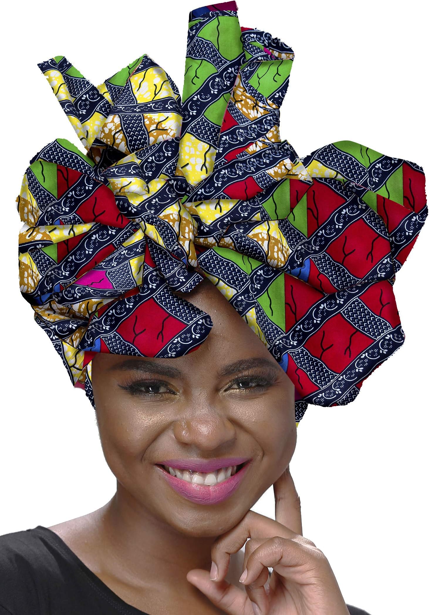 SHENBOLENAfrican Traditional Wax Print Head wrap Headwrap Scarf Tie,One Size