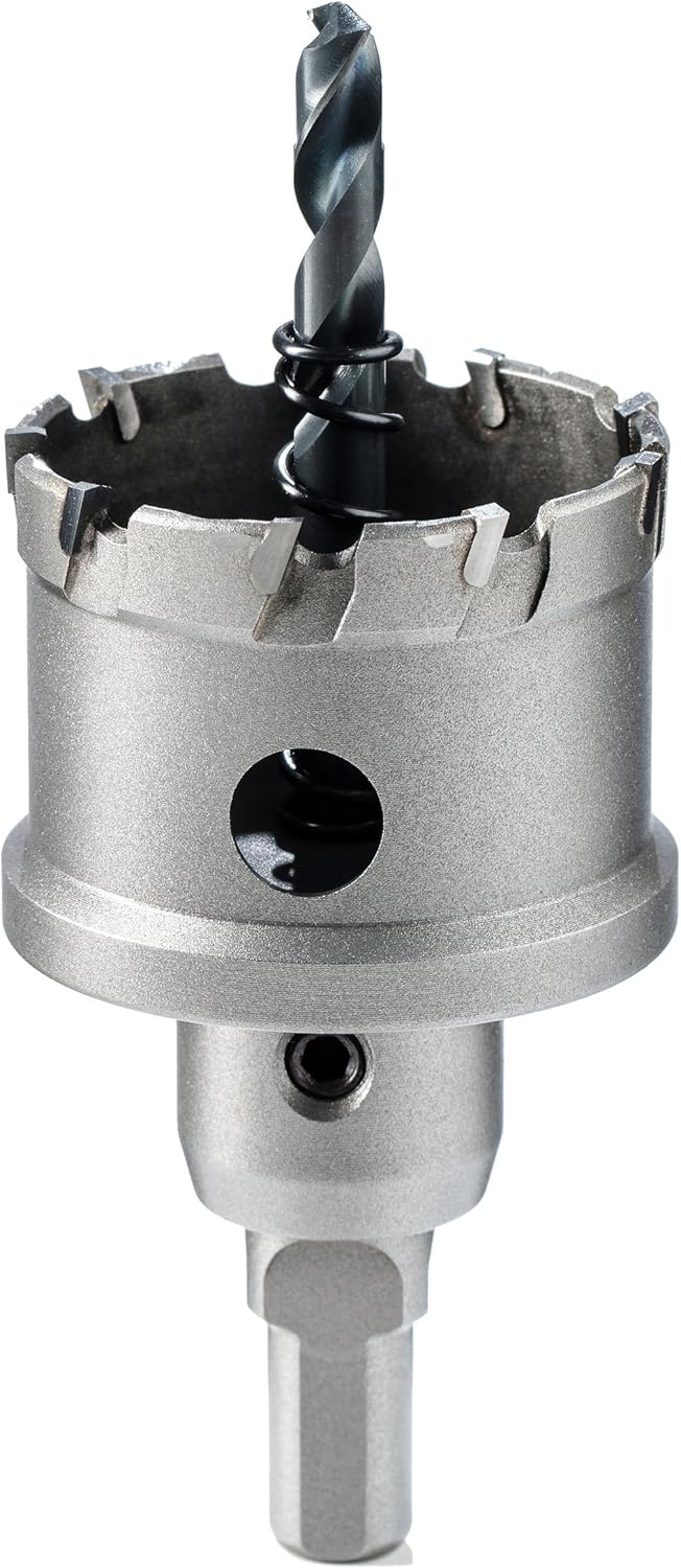 EZARC Carbide Hole Cutter for Thick Metal Deep Cut Hole Saw for Stainless Steel Metal Pipes and Hard Material, CHS-25M 40mm