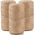 984 FT Natural Jute Twine, Twine String, 3ply Thin Ribbon Hemp Twine, Twine for Gardening Plant Gift Wrapping Art Wedding Decoration Packing String Bulk (3 Roll)