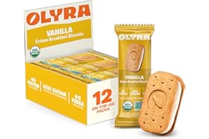 Olyra Vanilla Crème Breakfast Biscuits, Healthy Snacks for Adults and Kids, Low Sugar, Organic Vegan Cookies, Office Snacks, USDA Certified, Non GMO (Pack of 12)