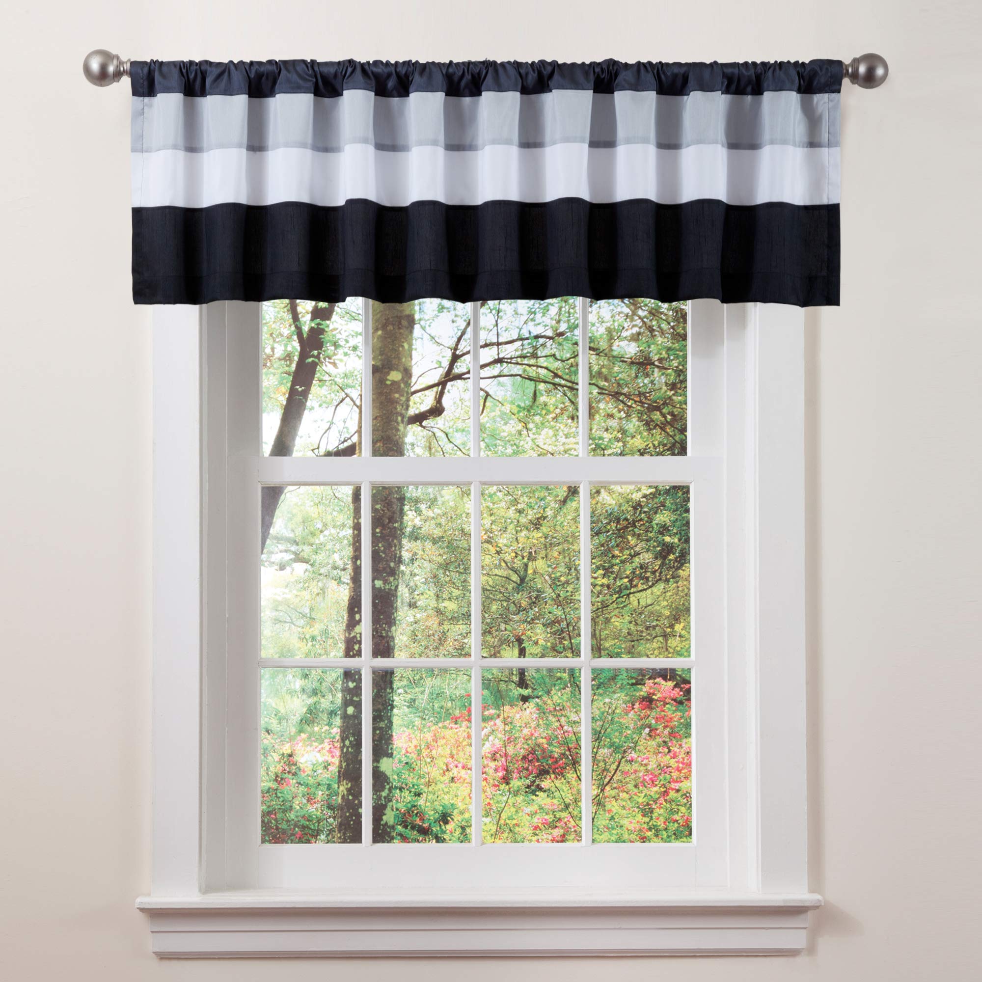 Lush Decor Triangle Home Fashions 19341 Iman Valance, White/Black