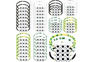 yesaior 48pcs Sports Charm Bracelets, Soccer Basketball Softball Player Gifts Beaded Ball Adjustable Bracelets Jewelry Sports Gifts Supplies for Teen Adults