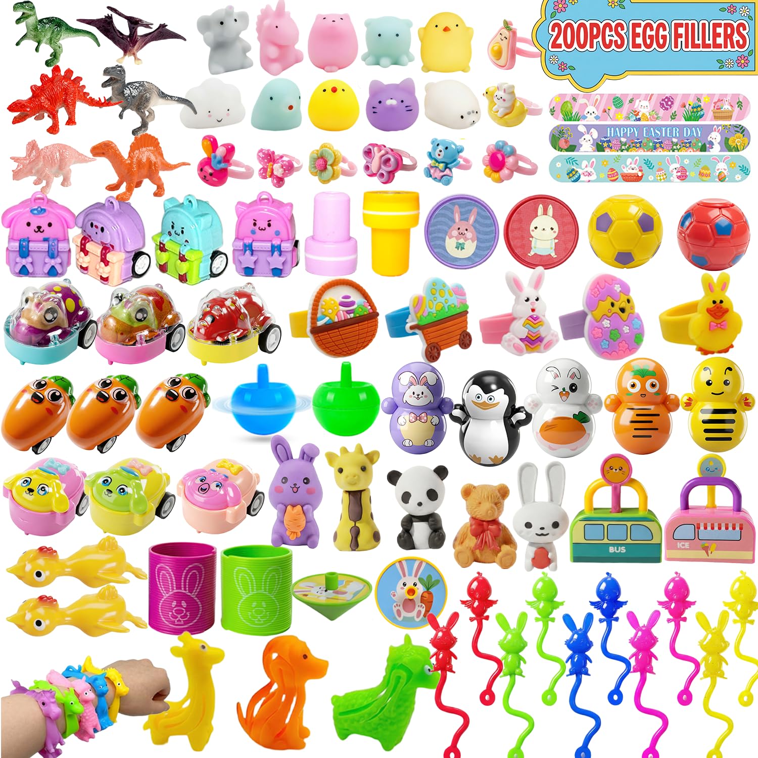 SQZUWIT 200 Pcs Easter Egg Fillers Basket Stuffers Essentials, Small Miny Toys Bulk Assortment Gift for Kids Girls Boys Party Favors Classroom Prize Supplies