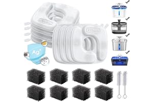 Veken Cat Water Fountain Filters, 8 Pack Replacement Filters & 8 Pack Replacement Pre-Filter Sponges Set for 50oz, 84oz, 95oz