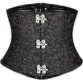 JASGOOD Women’s Black Brown Underbust Corset Belt – Lace-Up Boned Waist Corset Fashion Bustier for Halloween