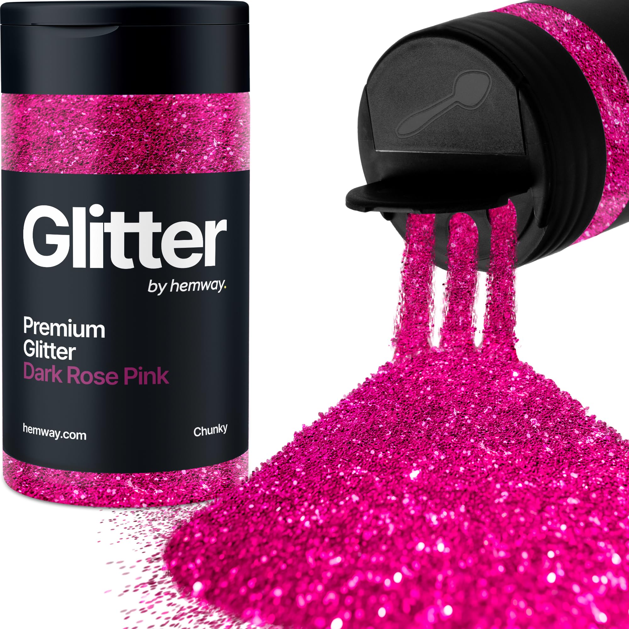 Dark Rose Pink Glitter Shaker, 130g Chunky Glitter, Crafts 1/40" Metallic Flake Dark Rose Pink Sequins, Resin & Epoxy Crafts, Decorating, Halloween, Christmas Nail, Face, Hemway