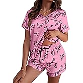 Ekouaer Silk Pajama for Women Short Sleeve Satin Pj Set Two Piece Soft Sleepwear Loungewear, S-XXL
