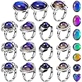 Hicarer 15 Pieces Mood Rings for Kids Adjustable Mixed Color Changing Mood Rings Gifts for Girls Boys Costume Props Birthday Party Favors and Goodie Bag Fillers