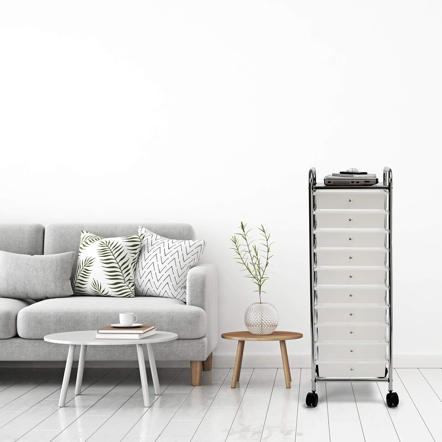 Seville Classics Large 10-Drawer Multipurpose Mobile Rolling Utility Storage Organizer Cart, White: Home & Kitchen