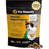 Pet Honesty Vet Backed Immune Lysine for Cats, Chicken, 30-Day Supply | Crunchy &amp; creamy cat vitamins with quercetin, omega 3 fish oil &amp; vitamin e, supports immune health &amp; allergy relief for cats