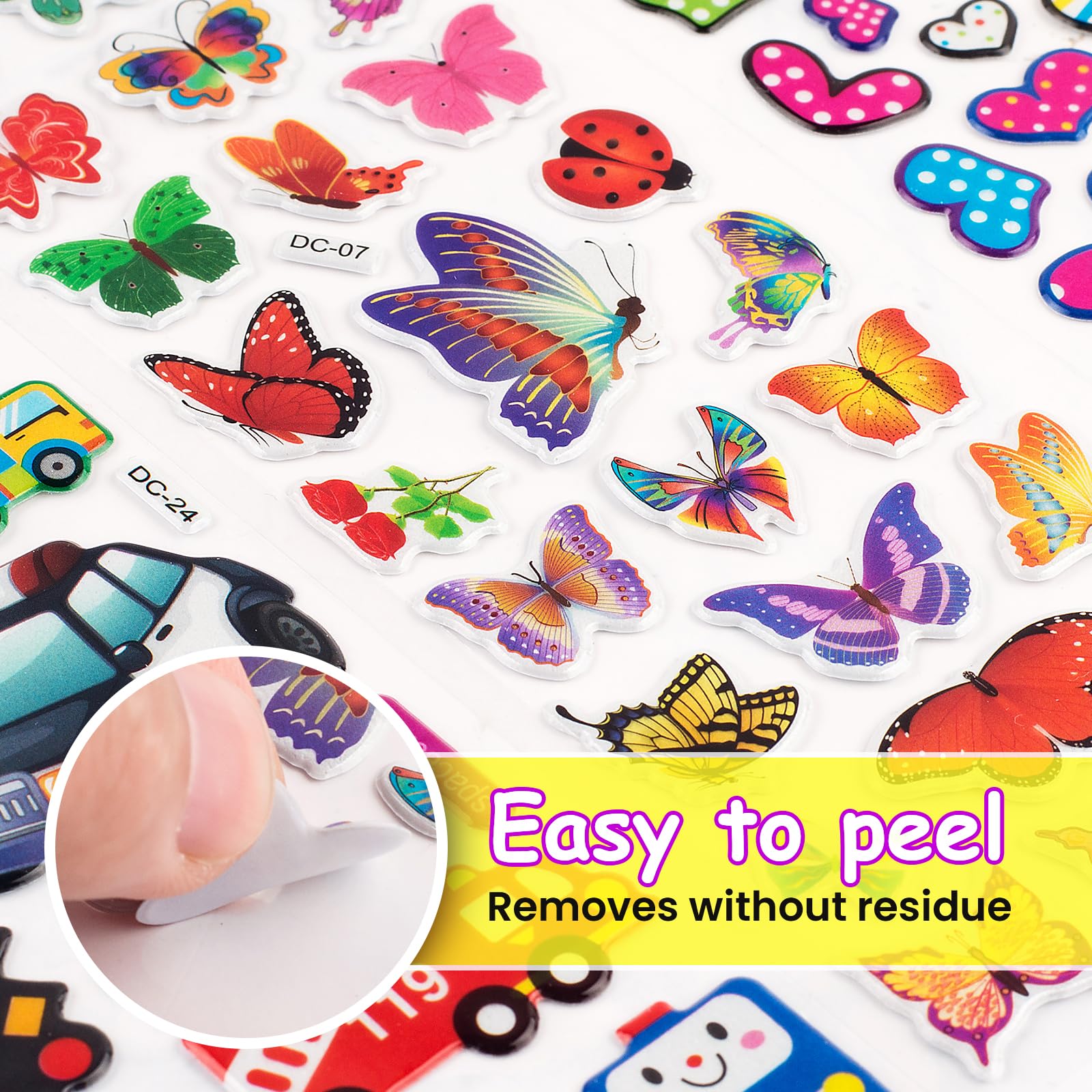 Habett 3D Stickers for Kids & Toddlers, 500+ 3D Puffy Stickers Including Animals, Letters, Numbers, Dinosaurs, Cars and More for Boys, Girls, Teachers, Reward, Craft Scrapbooking
