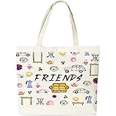 seclate Friends Canvas Tote Bag, TV Show Gifts Tote Bags for Women, Friendship Gifts for Besties, Reusable Cloth Cotton Bags for Travel Shopping Beach - O01