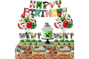 Reaindeer 35PCS Birthday Party Balloons Decorations - Video Game Themed 5 Large Foil Balloons, 15 Emulsion , 1 Banner & 12 Ca