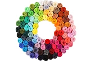 WONVOC 100 Colors Needle Felting Wool, Wool Roving 3g per Color, 10.5 oz Total, Premium Felting Wool for DIY Craft, Fiber Art and Hand Spinning, Needle Felting Supplies, Felting Kit