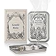 Paper Incense - 48pcs with Vintage Tin Case, Burning Papers Infused with Natural Essential Oils, Quick Usage & Long-Lasting Fragrance, Eliminating Bathroom, Kitchen, Pet Odors - Gentle Rain