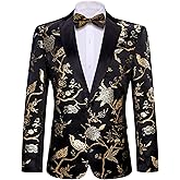Barry.Wang Blazer for Men Paisley Sport Coat Lightweight Suit Jacket Regular Tuxedo Flower Mardi Gras Carnival Gift
