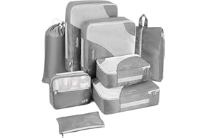 OlarHike 8 Set Packing Cubes for Travel, Luggage Organizer Bags for Travel Accessories Travel Essentials, Travel Cubes for Carry on Suitcases (Ash Grey)