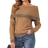 ZAFUL Women's Off The Shoulder Sweater Pullover Knit Cardigan Long Sleeve Loose Going Out Tops
