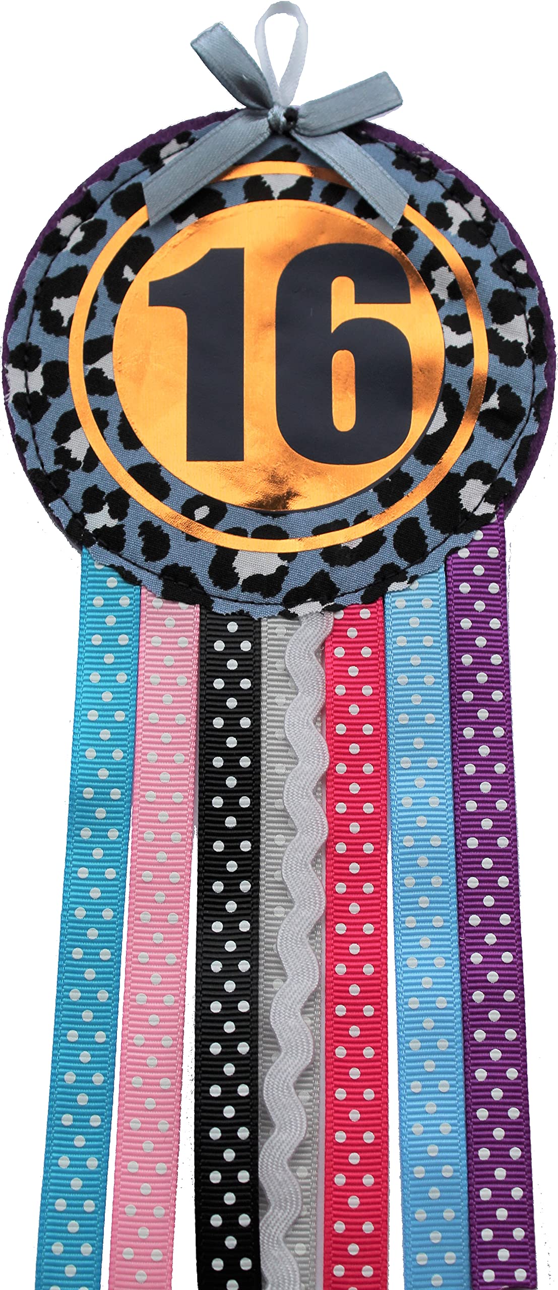 Ditsy Rosettes Leopard Birthday Rosette Badge - Teenage, Age 10, 11, 12, 13, 14, 15, 16 - Perfect Party Gift card – Birthday Boy, Girl, Teen (Age 16)