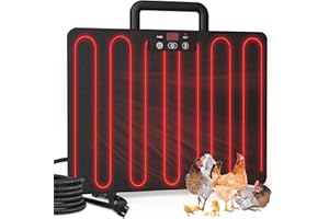 Winpull Chicken Coop Heater, Portable Radiant Chicken Heater, 5 Timing and 3 Temperature Levels, 100/200W Coop Heater with Thermostat Energy Efficient Safer Than Brooder Lamp, 3 Installation Style