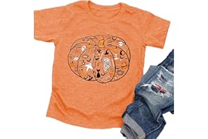 CAZYCHILD Toddler Boys Girls Halloween Shirts Pumpkin T Shirt Kids Short Sleeve Cute Graphic Tee Tops