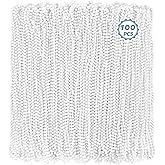 Huskein 100 PCS White Mardi Gras Beads Bulk, 33" Mardi Gras Beaded Necklaces, Round Beaded Accessories Set Parade Throw Bead Accessories Supplies, White Beads for Wedding Carnival Party Decorations