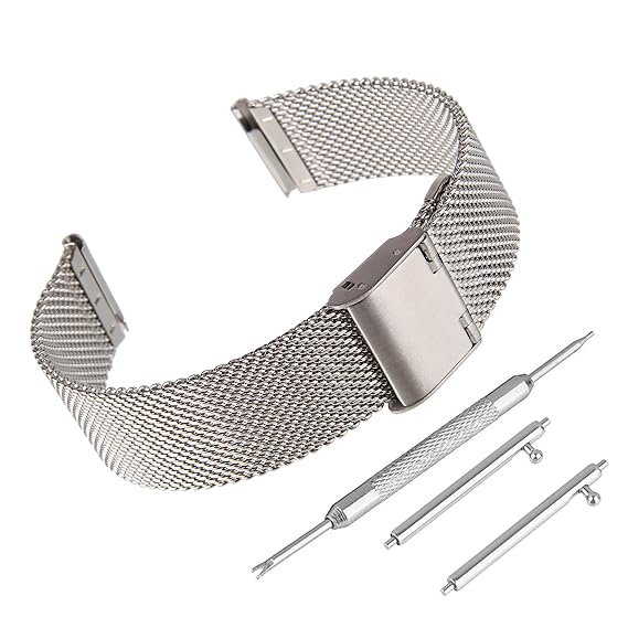 BEWISH Uhrenarmbänder Maschendraht Edelstahl Milanese Ersatzband Metall Uhrarmband Faltschließe Uhr Band Schnalle Wechselarmb