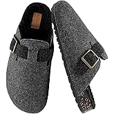 Saidoteto Men's Winter Fur Lined Clogs – Cozy Fuzzy Mules Slip-On House Slippers with Adjustable Buckle, Non-Slip Sole for Indoor & Outdoor Comfort