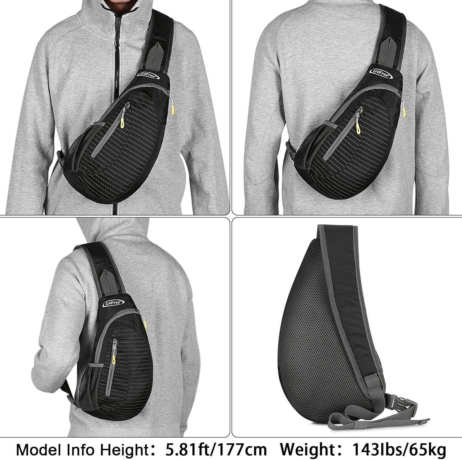 G4Free Sling Bags Men Shoulder Backpack Small Cross Body Chest Sling Backpack (Black) : Clothing