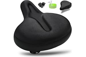 CDYWD Oversized Bike Seat for Men & Women, Comfortable Gel Padded, Extra Wide Bicycle Seat Cushion Comfort, Replacement Saddle for Peloton, Stationary Exercise Bike, Mountain Bike, Cruiser, City Bike