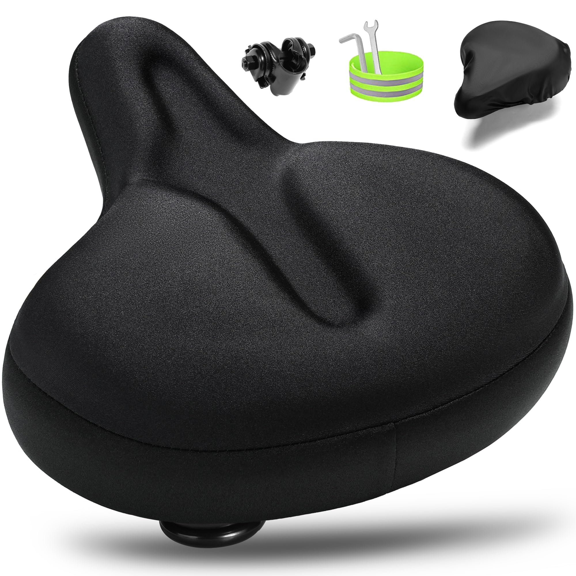 Photo 1 of CDYWD Oversized Bike Seat for Men & Women, Comfortable Gel Padded, Extra Wide Bicycle Seat Cushion Comfort, Replacement Saddle for Peloton, Stationary Exercise Bike, Mountain Bike, Cruiser, City Bike