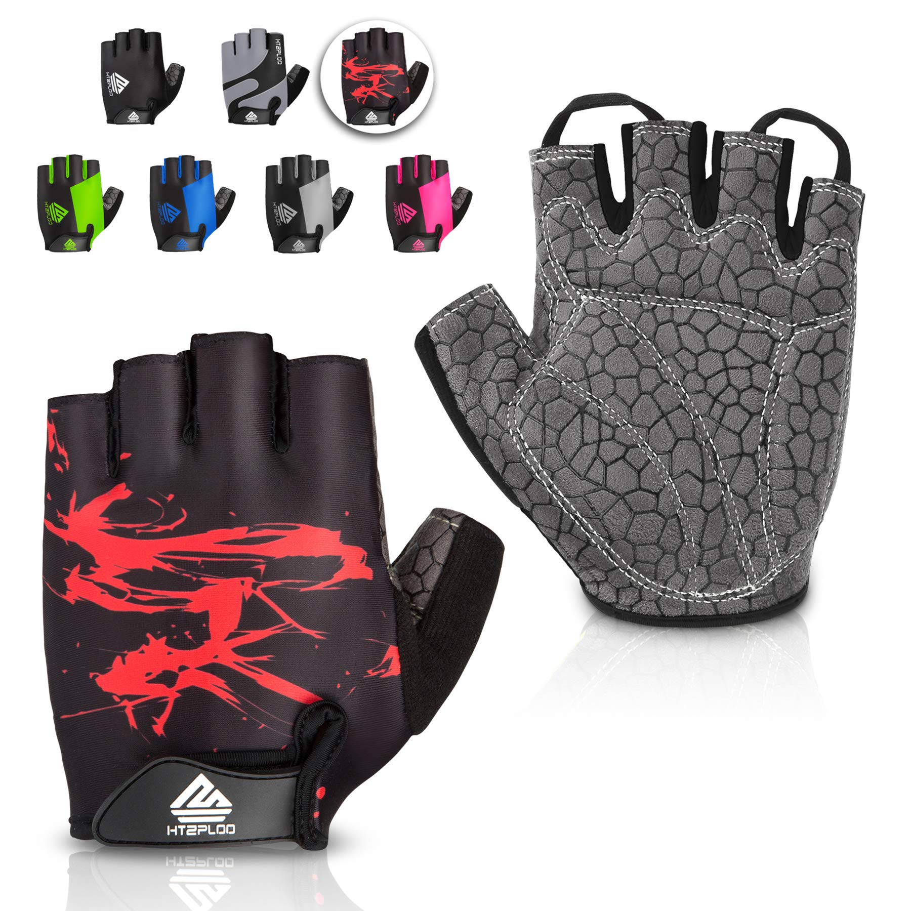 HTZPLOO Bike Gloves Cycling Gloves Biking Gloves Half Finger Bicycle Gloves for Men Women with Anti-Slip Shock-Absorbing Pad,Light Weight Mountain Bike Gloves