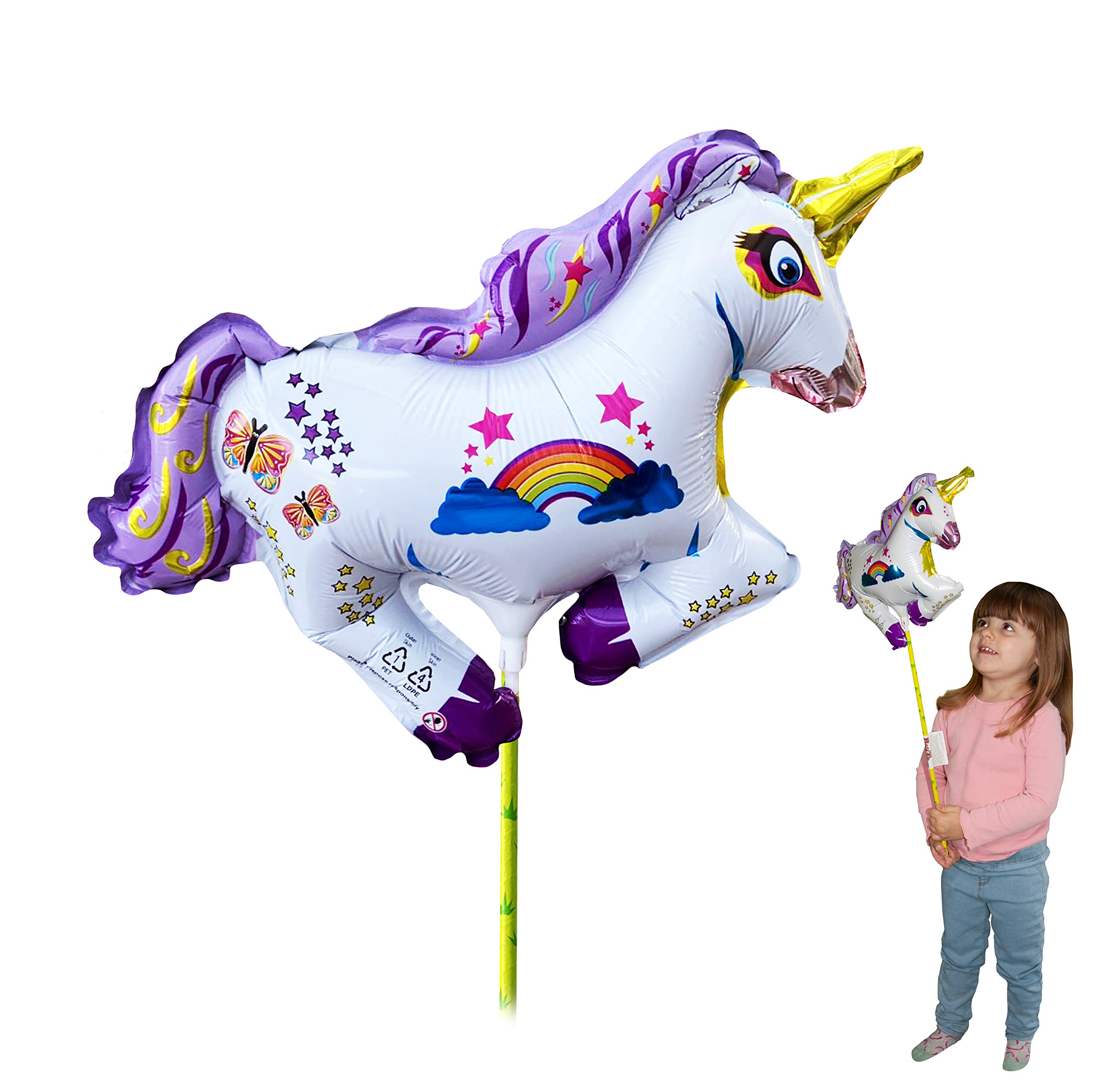 Ballooniacs - Unicorn Air Filled Animal Balloon from Deluxebase. A colourful and re-useable inflatable birthday party decoration for kids