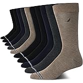 Nautica Mens Dress Socks - 10 Pack Breathable Stretch Crew-Length Work Socks for Men for Business Formal Wear (Sizes: 6-12.5)