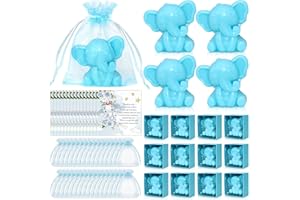 50 Pcs Baby Shower Elephant Soaps Favors with Organza Bags Thank You Cards Handmade Cute Scented Soap Elephant Decorations Bu