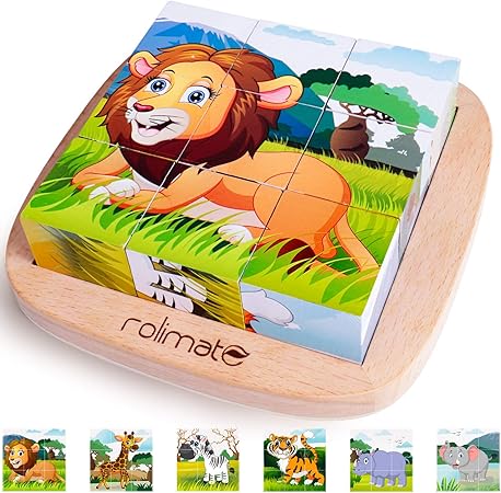 6 In 1 Houten Blok Puzzel Animal Cube Puzzle Voor 2 3 4 Jaar Jongen Meisje Educatief Speelgoed Montessori Speelgoed Voor Peuters Puzzel Met Puzzel Lade Amazon Nl