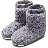 MIXIN Women's Comfort Warm Faux Fleece Fuzzy Ankle Bootie Slippers Plush Lining Slip-on House Shoes Anti-Slip Sole Indoor/Outdoor
