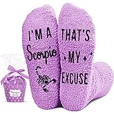 HAPPYPOP Zodiac Gifts for Women - Astrology Constellation Horoscope Gifts, Fuzzy Space Galaxy Socks